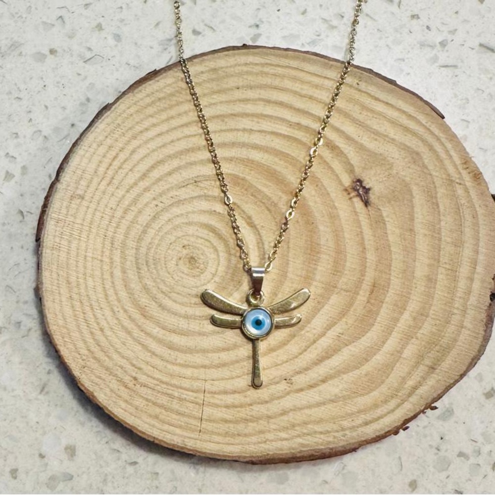 Evil eye/ dragon fly necklace